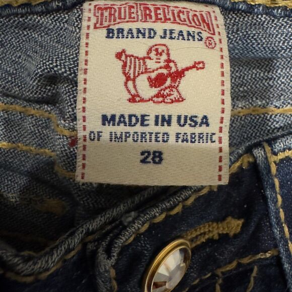 True Religion DISCO BILLY BIG T Bootcut Jeans 28 Crystals Double Stitch Flap USA - Picture 6 of 12